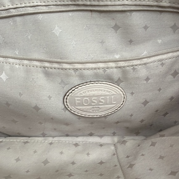 FOSSIL cowhide leather pebble off white Womens shoulder bag purse tote - Picture 5 of 7
